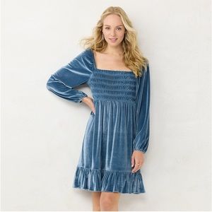 LC Lauren Conrad Blue Velvet Dress